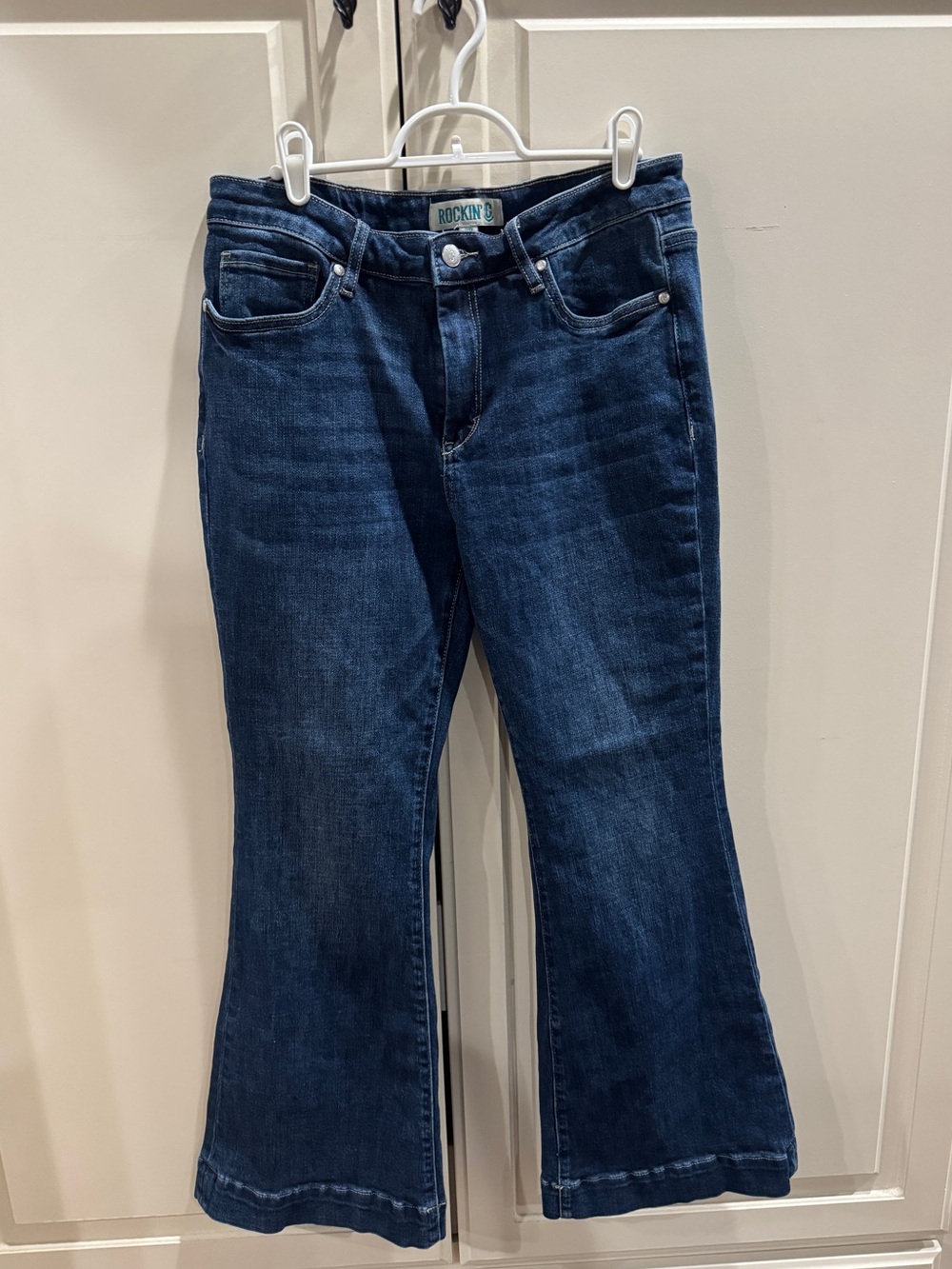 Rockin C Womens Dark Blue Flare Jeans